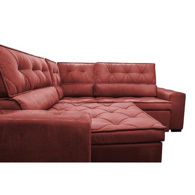 Sofa De Canto Retrátil E Reclinável Com Molas Cama Inbox Austin 2,70m X 2,70m Velusoft Vermelho