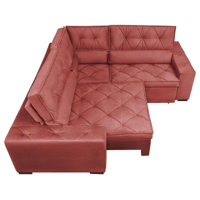 Sofa De Canto Retrátil E Reclinável Com Molas Cama Inbox Austin 2,70m X 2,70m Velusoft Vermelho