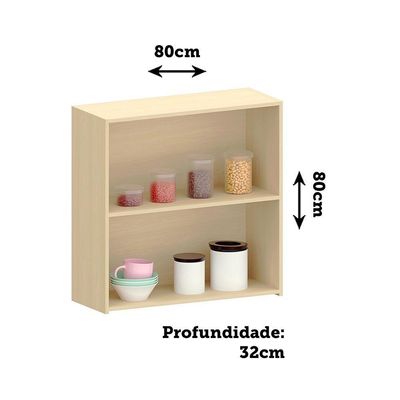 Armário Aéreo 100% Mdf 2 Portas 80cm Aura Luciane Móveis Carvalho/cinza Cristal