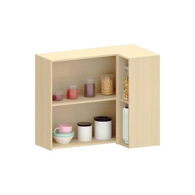 Armário Aéreo 100% Mdf Canto Reto 2 Portas Nicho 95cm Aura Carvalho/cinza Cristal