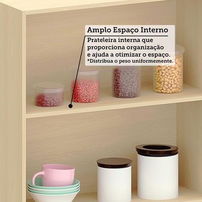 Armário Aéreo 100% Mdf 2 Portas 80cm Aura Luciane Móveis Carvalho/cinza Cristal