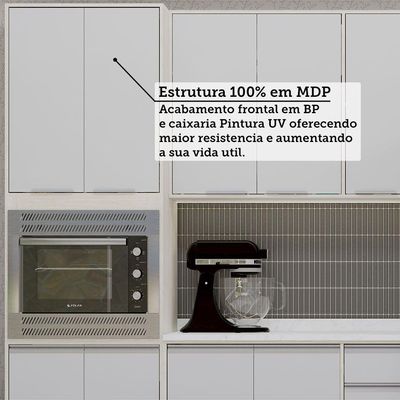 Cozinha Modulada Compacta 5 Peças Com Tampo Art Luciane Móve Pátina-cinza Cristal