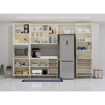 Cozinha Modulada Compacta 5 Peças Com Tampo Art Luciane Móve Pátina-cinza Cristal
