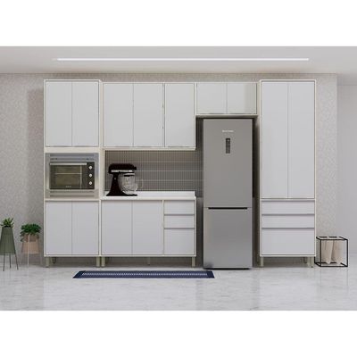Cozinha Modulada Compacta 5 Peças Com Tampo Art Luciane Móve Pátina-cinza Cristal