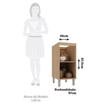 Balcão De Cozinha Sem Tampo 1 Porta 40cm Luciane Essenza Móv Andorra/cinza Puro