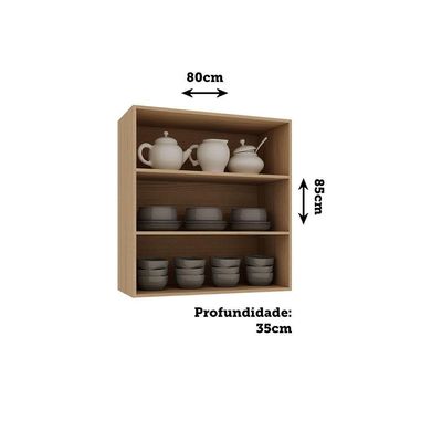 Armário Aéreo 80cm 2 Portas Essenza Luciane Móveis Andorra/cinza Puro
