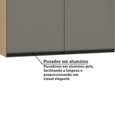Armário Aéreo 80cm 2 Portas Essenza Luciane Móveis Andorra/cinza Puro