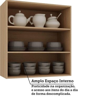 Armário Aéreo 80cm 2 Portas Essenza Luciane Móveis Andorra/cinza Puro