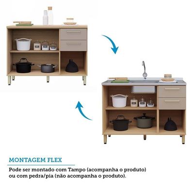 Cozinha Completa De Canto 100% Mdf 418cm Duna Luciane Móveis Freijó-cinammon