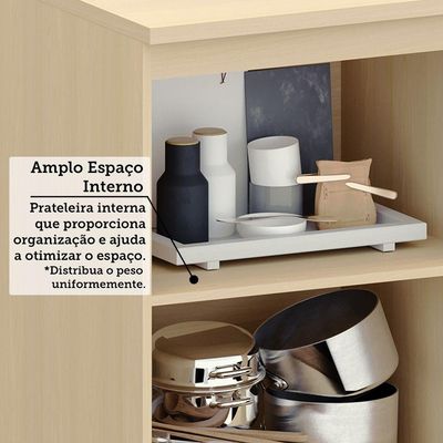 Balcão De Cozinha 100% Mdf 2 Pts 60cm Aura Luciane Móveis Carvalho/cinza Cristal