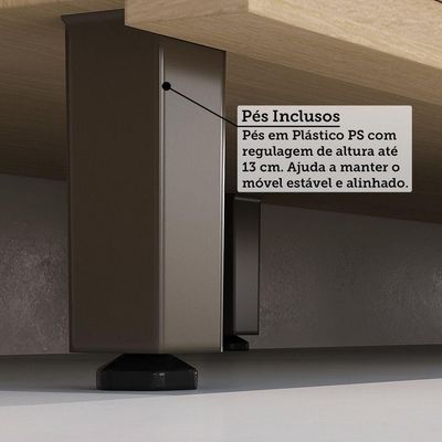 Balcão De Cozinha 100% Mdf 2 Pts 60cm Aura Luciane Móveis Carvalho/cinza Cristal