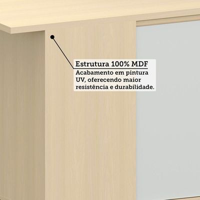 Balcão De Cozinha Canto Reto 100% Mdf 1 Porta 95cm Aura Luci Carvalho/cinza Cristal