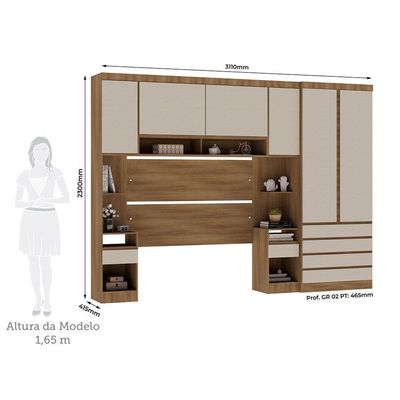 Guarda Roupa Casal Modulado 6 Portas E 6 Gavetas Veneza Avelã Pf-arenas Pf
