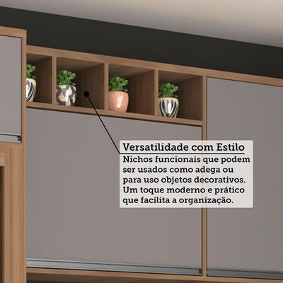 Cozinha Completa 8 Pçs Espaço Micro-ondas 365cm Isa Luciane Vanilla-cinza Puro