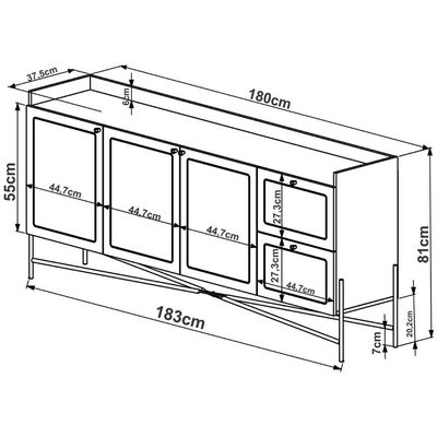 Balcão Buffet 183cm Com Pés De Metálicos Oslo - Hanover