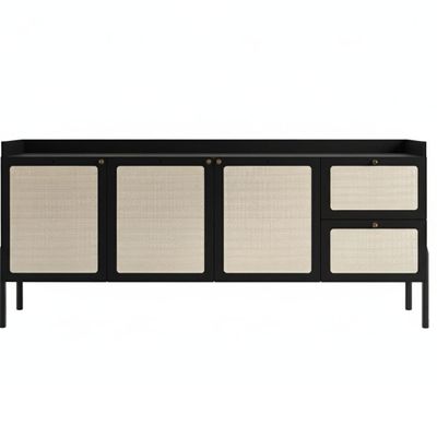 Balcão Buffet 183cm Com Pés De Madeira Oslo - Nero