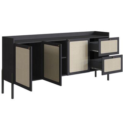 Balcão Buffet 183cm Com Pés De Madeira Oslo - Nero