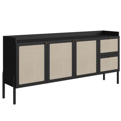 Balcão Buffet 183cm Com Pés De Madeira Oslo - Nero