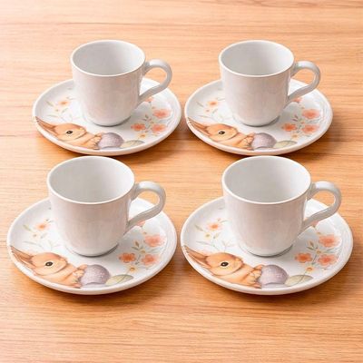 Jogo Xícara Café Bio Doce Ninho Coelho Páscoa 120ml Kit 12pç