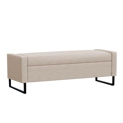 Recamier Bau Paris Base De Metal 1,40m Linho Bege - Inova Decor