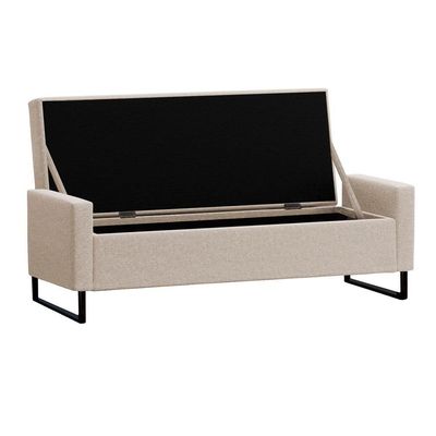Recamier Bau Paris Base De Metal 1,40m Linho Bege - Inova Decor