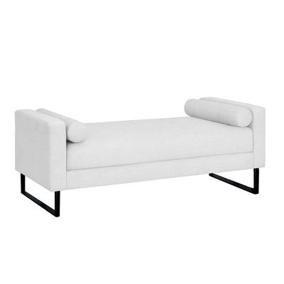 Recamier Berlim Base Metal 1,20m Corino Branco - Inova Decorações