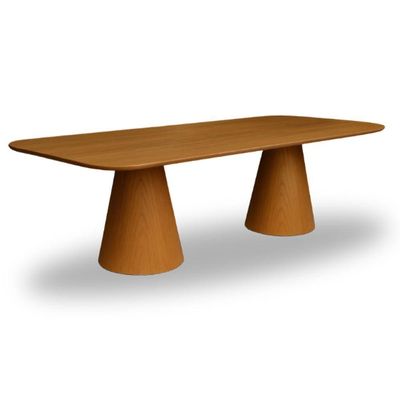 Mesa De Jantar Cone Retangular Vitta 235x122cm Base Fiberglass Laminada Em Freijo Tampo Freijó