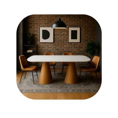 Mesa De Jantar Cone Retangular Vitta 235x122cm Base Fiberglass Laminada Em Freijo Tampo Freijó