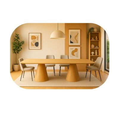 Mesa De Jantar Cone Retangular Vitta 235x122cm Base Fiberglass Laminada Em Freijo Tampo Freijó