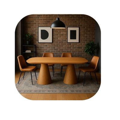 Mesa De Jantar Cone Retangular Vitta 235x122cm Base Fiberglass Laminada Em Freijo Tampo Freijó