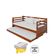 Sofá Cama Solteiro Em Madeira Vintage + 2 Colchões Enjoy - Castanho - Marrom
