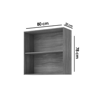 Armário Aéreo Cozinha Modulado Brilhante C/ 2 Portas 80cm Cinamomo/platina - Mgm