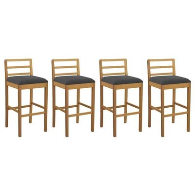 Banqueta Cozinha Sofia 1bmm006ca Premium Madeira Maciça Kit 4 Un Carvalho/boucle Grafite - Kappesberg