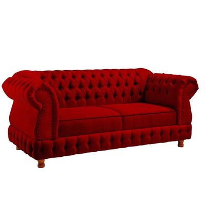 Sofá Chesterfield Moscatto 3 Lugares Via Veludo Bordô