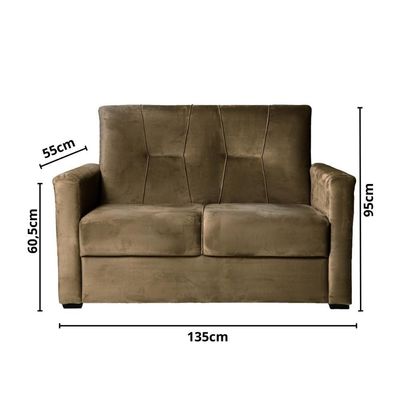 Sofá Pequeno 2 Lugares 1,35 Porta Controle No Braço Alice Cappuccino