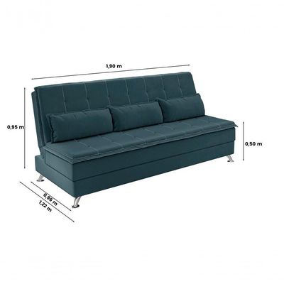 Sofá Cama Casal Luma 1,90m Petróleo - Xflex Sofás