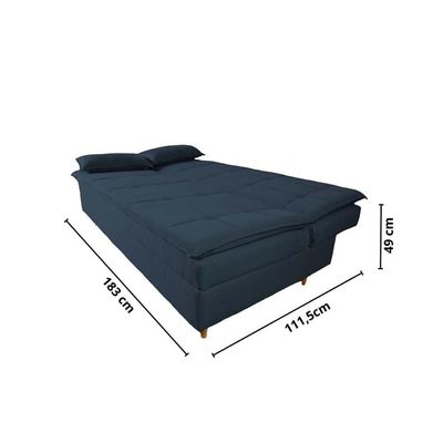 Sofá Cama 3 Lugares 197cm Soho Suede Azul Herrero Decor Azul