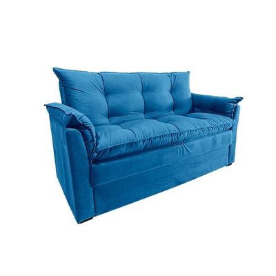 Sofá Small 3 Lugares Conforto 160cm Suede Azul Herrero Decor Azul