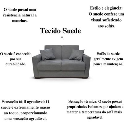 Sofá 2 Lugares Sala De Estar Recepção Suede Vitória Cinza
