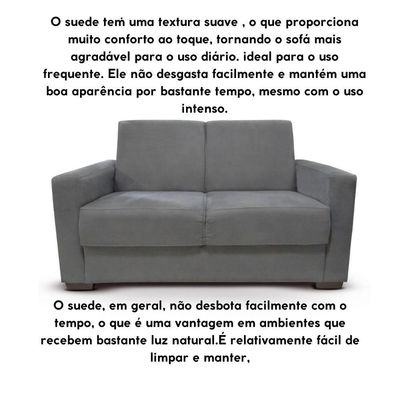 Sofá Estofado 2 Lugares Sala Estar Recepção Bruna Suede cinza