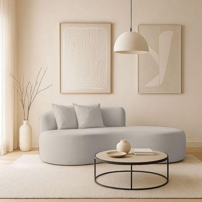 Sofá Orgânico Sala E Recepção Bouclé Cor:bege