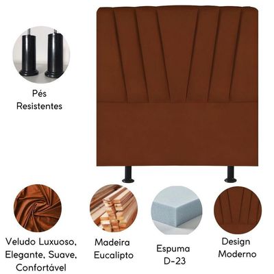 Cabeceira Estofada Cama Box Solteiro 100 Cm Ariel Veludo terracota