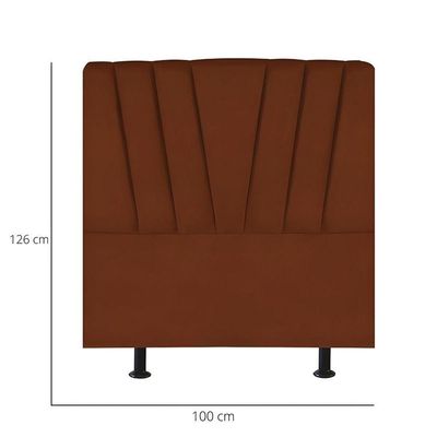 Cabeceira Estofada Cama Box Solteiro 100 Cm Ariel Veludo terracota
