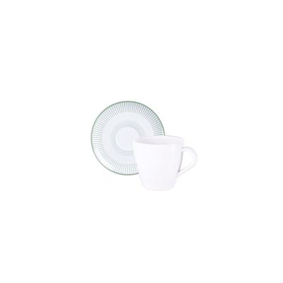 Conjunto Xícara E Pires De Chá Tramontina Lineare Em Porcelana Decorada 200 Ml 2 Peças Tramontina