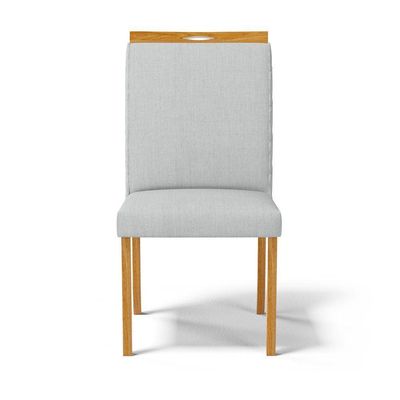Kit Com 6 Cadeiras Agnes Madeira Maciça Estofadas Para Mesa De Jantar Linho Cinza 407