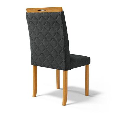Kit Com 6 Cadeiras Agnes Madeira Maciça Estofadas Para Mesa De Jantar Linho Chumbo 406