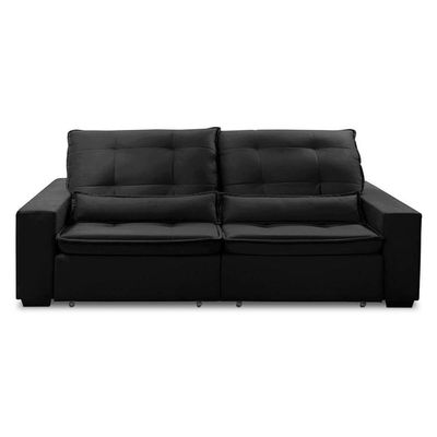 Sofa Retratil Reclinavel 2 Lugares 2,60m Atlantis Veludo Preto Lansofbr