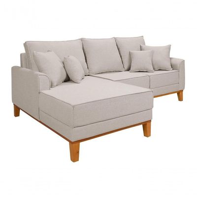 Sofá Living Beny Com Chaise Para Sala De Estar Confortável Império Cru 184