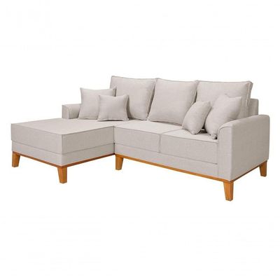 Sofá Living Beny Com Chaise Para Sala De Estar Confortável Império Cru 184