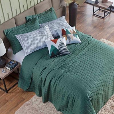Kit Colcha Matelassê Percal 300 Fios Basic Queen 07 Peças 100% Poliéster - Verde Mountains
